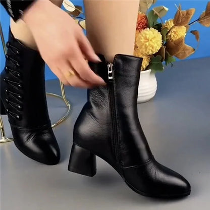 VitaFeet | Elegante Leren Dameslaarzen met Ritssluiting aan de Zijkant